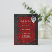 ゴシック調のハロウィン結婚式、日付のはがきを除く 案内ポストカード (スタンド正面)