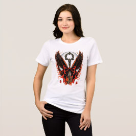 ゴシック調のベルベットボウと翼のついた鍵と月 トライブレンドTシャツ