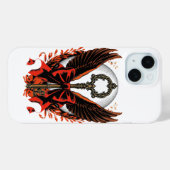 ゴシック調のベルベットボウと翼のついた鍵と月 Case-Mate iPhoneケース (裏面 (横))