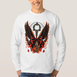 ゴシック調のベルベットボウキー　羽と月 Tシャツ