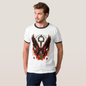 ゴシック調のベルベットボウキー＋羽と月 Tシャツ (正面フル)