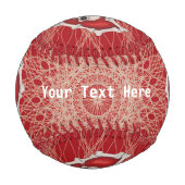 ゴシック赤いハートのボーンスカルらせん状 野球ボール (正面)