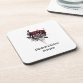 ゴシック赤いバラのスケルトンウェディング コースター (左側)