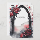 ゴシック赤い黒のバラTil Death Do Us Part 招待状 (裏面)