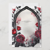 ゴシック赤い黒のバラTil Death Do Us Part 招待状 (裏面)