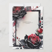 ゴシック赤い黒のバラTil Death Do Us Part 招待状 (裏面)