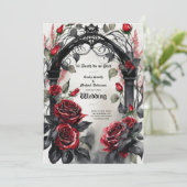 ゴシック赤い黒のバラTil Death Do Us Part 招待状 (スタンド正面)