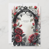 ゴシック赤い黒のバラTil Death Do Us Part 招待状 (裏面)