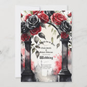 ゴシック赤い黒のバラTil Death Do Us Part 招待状 (正面)