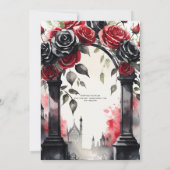 ゴシック赤い黒のバラTil Death Do Us Part 招待状 (裏面)