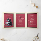 ゴシック赤と結婚黒のケーキ 三つ折り招待状 (内部)