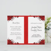 ゴシック赤色フローラ二折結婚式 プログラムテンプレート (スタンド正面)