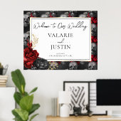 ゴシック赤黒フローラ歓迎結婚の泡板 ポスター (ホームオフィス)