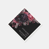 ゴシック赤黒フローラ結婚ズ スタンダードカクテルナプキン (角)