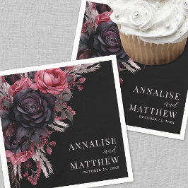 ゴシック赤黒フローラ結婚ズ スタンダードカクテルナプキン