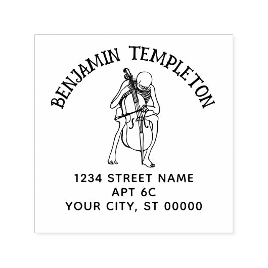 ゴシック遊スケルトンのチェロ名差出人住所 セルフインキングスタンプ (デザイン)