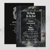 ゴシック遺跡と赤いバラ オールインワンQRコード ウェディング 招待状 (正面/裏面)