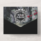 ゴシック遺跡 ローズ フラワー モノグラム ウェディング オールインワン招待状 (裏面)