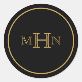 ゴシック釉 |シール |モノグラム |黒 ラウンドシール