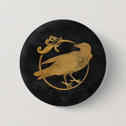 ゴシック釉 |ボタン | Raven |黒 缶バッジ (正面)