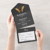 ゴシック金ゴールドとブラックモディディディナー オールインワン招待状 (貼ってはがせる)