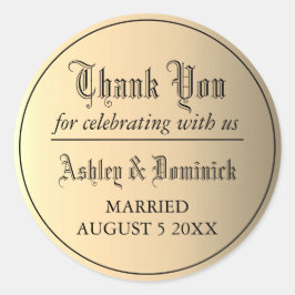 ゴシック金ゴールドサンキュー結婚式の引き出物 ラウンドシール