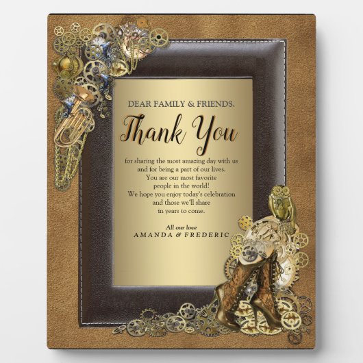 ゴシック金ゴールドス結婚テームパンクのスエード フォトプラーク (正面)