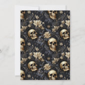 ゴシック金ゴールドフローラスカルムーディブライダルシャワー 招待状 (裏面)