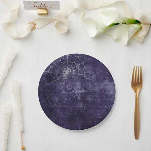 ゴシック銀くもの巣 動揺して ペーパープレート (ウェディング)