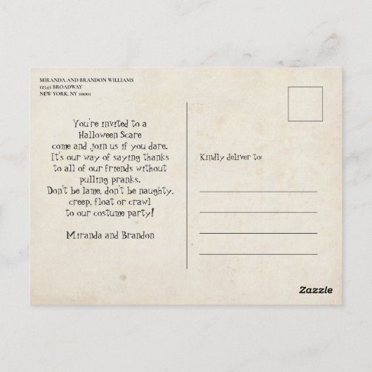 ゴシック鏡不気味骨格ハロウィーン招待状 ポストカード (裏面)