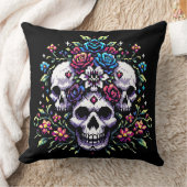 ゴシック開花 – 神秘的なフローラスカルピクセルアート クッション (ブランケット)