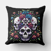 ゴシック開花 – 神秘的なフローラスカルピクセルアート クッション (正面)
