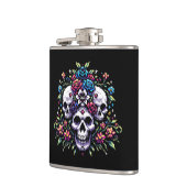 ゴシック開花 – 神秘的なフローラスカルピクセルアート フラスク (左)