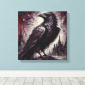 ゴシック風のカラス絵画の鳥の黒い赤の芸術 キャンバスプリント (インサイチュ (ウッドフロア))