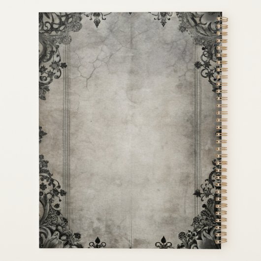 ゴシック風のレイベンブラックヴィンテージ プランナー手帳 (裏面)