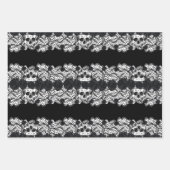 ゴシック風のレース,スカルとバラ, 3デザイン ラッピングペーパーシート (正面3)