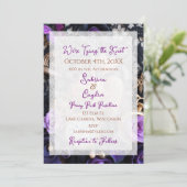 ゴシック風のレース、バラ、ポケットの時計結婚。 招待状 (スタンド正面)