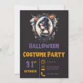 ゴシック風の女性ビクトリアン鏡ブラックハロウィーン 招待状 (正面)