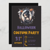 ゴシック風の女性ビクトリアン鏡ブラックハロウィーン 招待状 (正面/裏面)