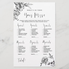 ゴシック風の手描き花ブライダルシャワーゲームフライヤー チラシ