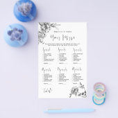 ゴシック風の手描き花ブライダルシャワーゲームフライヤー チラシ (シングル)