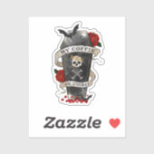 ゴシック風の棺とスカルとレッドローズ シール (シート)