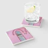 ゴシック風の窓と雪 – マーサのブドウ畑 ストーンコースター (横)