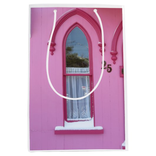 ゴシック風の窓と雪 – マーサのブドウ畑 ミディアムペーパーバッグ (正面)