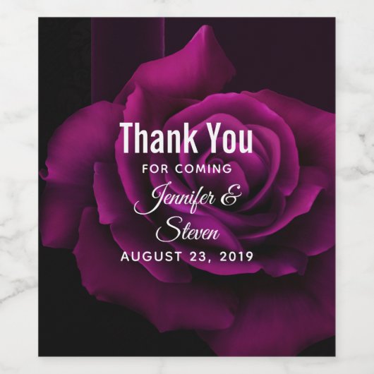 ゴシック風の紫色がかった赤いバラの花結婚の ワインラベル (シングルラベル)