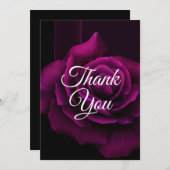 ゴシック風の紫色がかった赤バラの花のパーティー サンキューカード (正面/裏面)