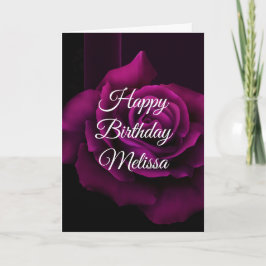 ゴシック風の紫色がかった赤バラの花の誕生日 カード