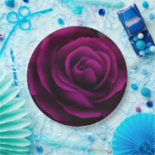 ゴシック風の紫色の赤バラ ペーパープレート (パーティー)