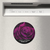 ゴシック風の紫赤バラの花パーティー日 マグネット (インサイチュ (食洗機))