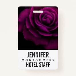 ゴシック風の紫赤バラの花 バッジ